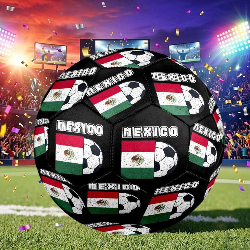 1 ud. Balón de Fútbol Talla 5 con Escudo de Fútbol de México para Oficina, Adecuado para Partidos de Práctica/Entrenamiento de Torneo, Ligero y Duradero mxg7032