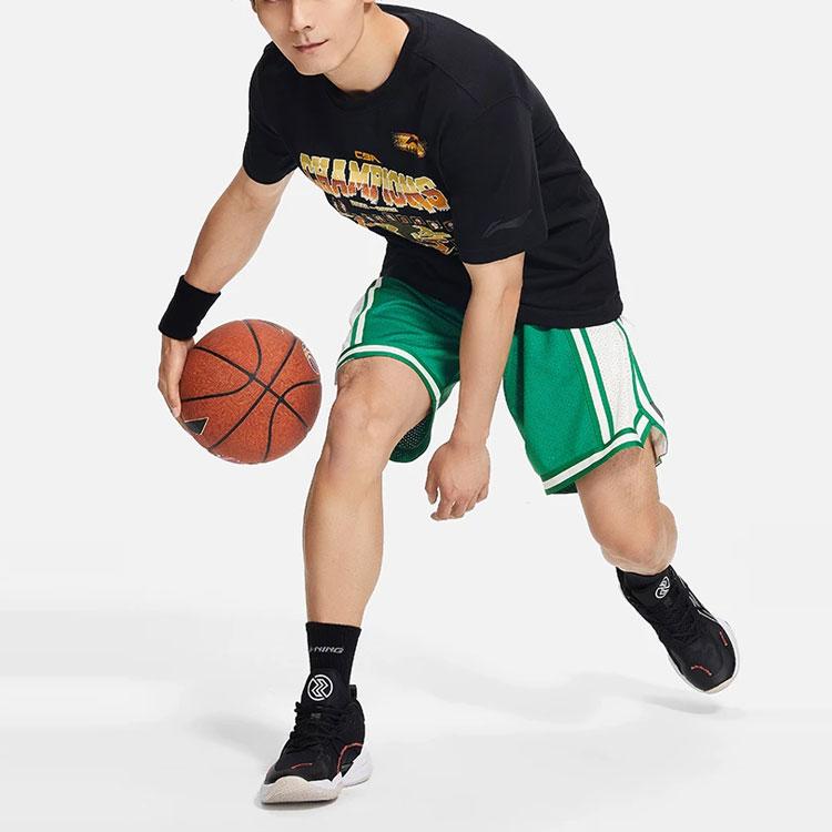 Li-Ning CBA Championship Commemorative Short-Sleeve T-Shirt Men Tops Black ATSSC39-1