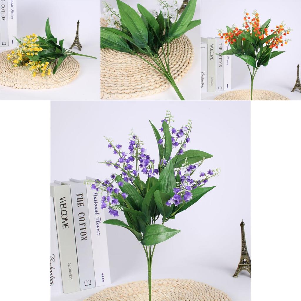 Beautifully Crafted 7 Branch Fake Lily Of The Valley Bouquet For Luxurious Event Decoration