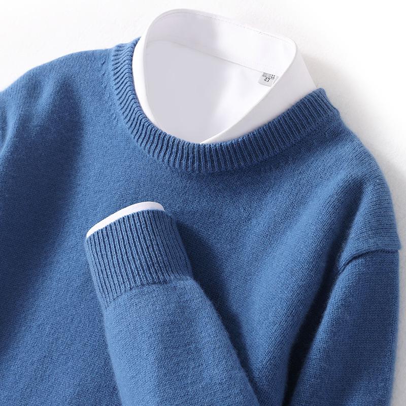

Men s Pure Wool Round Neck Loose Thick Knit Pullover Sweater - Autumn/Winter Plus Size Collection 3X Large
