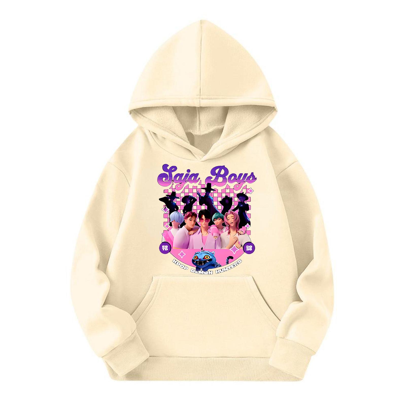 Children s Casual Round Neck Printed Pullover Long-sleeved Hooded Sweatshirt Top 100 1539₽