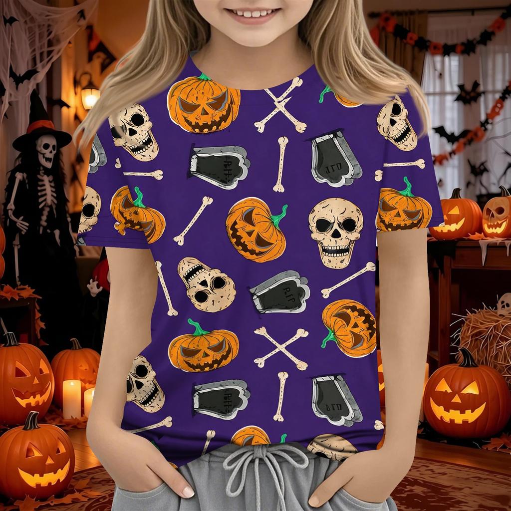 Kids Halloween Short Sleeve T-Shirt for Boys and Girls