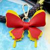 Cute PU Leather Bow Keychain with Smooth Metal Clasp Lightweight Bag Hanging Ornament for Friends Souvenir