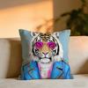 Rich Pink Lion Animal Jewelry Cheetah With Cushion Cover Cozy Velvet Throw PillowSoft Warm Cushion For Sofa  Bed
