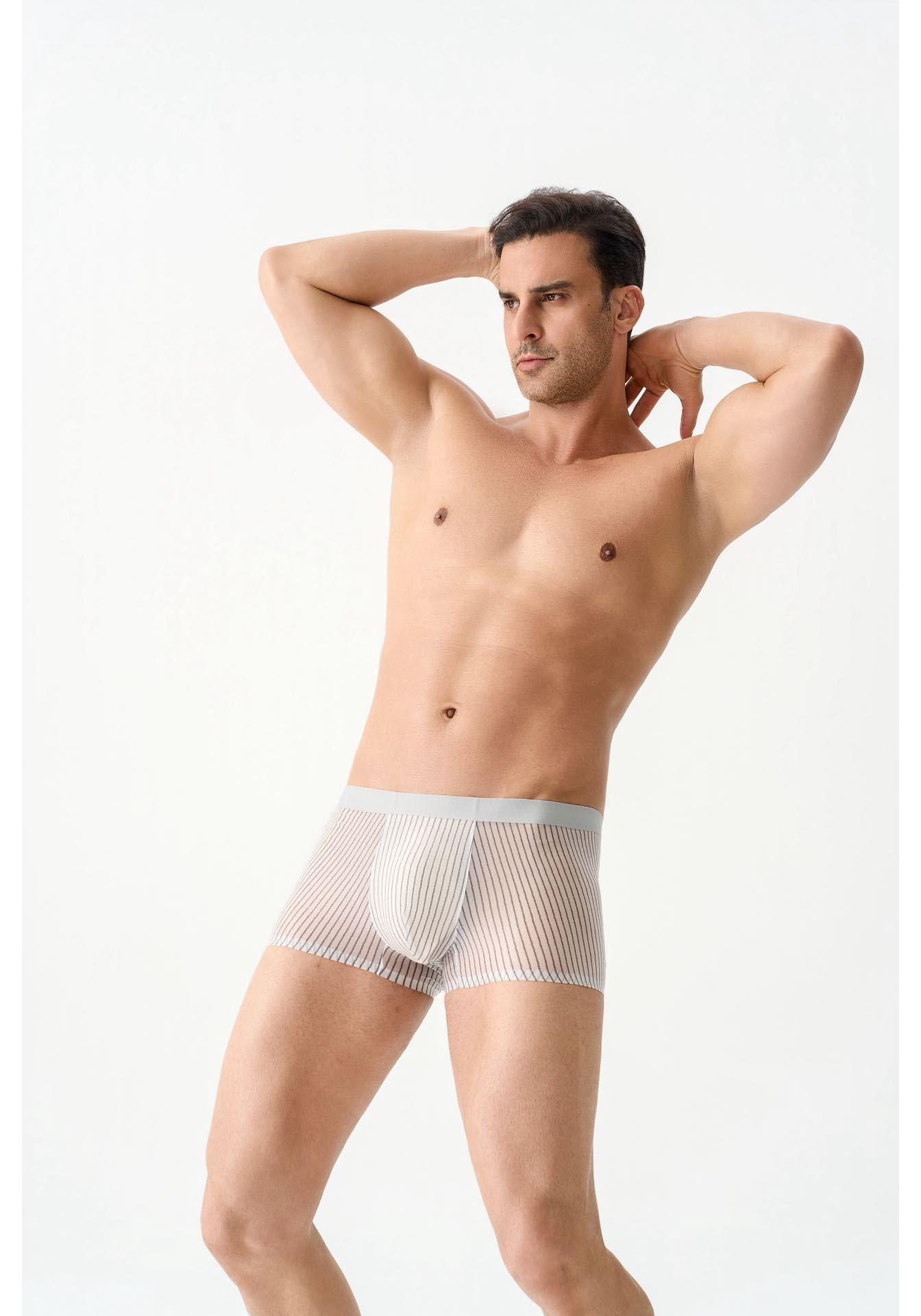 2026 Men s Antibacterial Striped Boxer with Ice Silk & Hyaluronic Acid