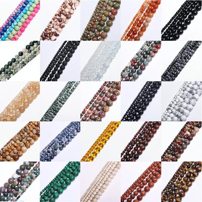 4/6/8/10/12 mm 40 piezas-15 piezas/1 cuerda DIY pulsera collar cuentas redondas sueltas piedra natural para hacer joyas accesorios