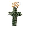 Handmade Christian Cross-shaped Keychain with Golden Ring Compact Comfortable Prayer Pendant Religious Accessory