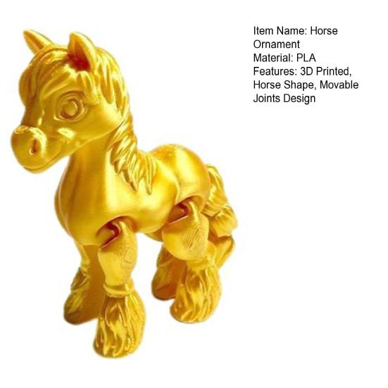 3D Printed Horse Figurine Movable Joints Pony Statue Stress Relief Fidget Toy Educational Animal Model Desktop Decoration Ornament