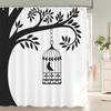 Nordic minimalist art printing Shower Curtain, Waterproof Fabric Flower and leaf Bird pattern Bathroom Curtain for Bathtub Decor