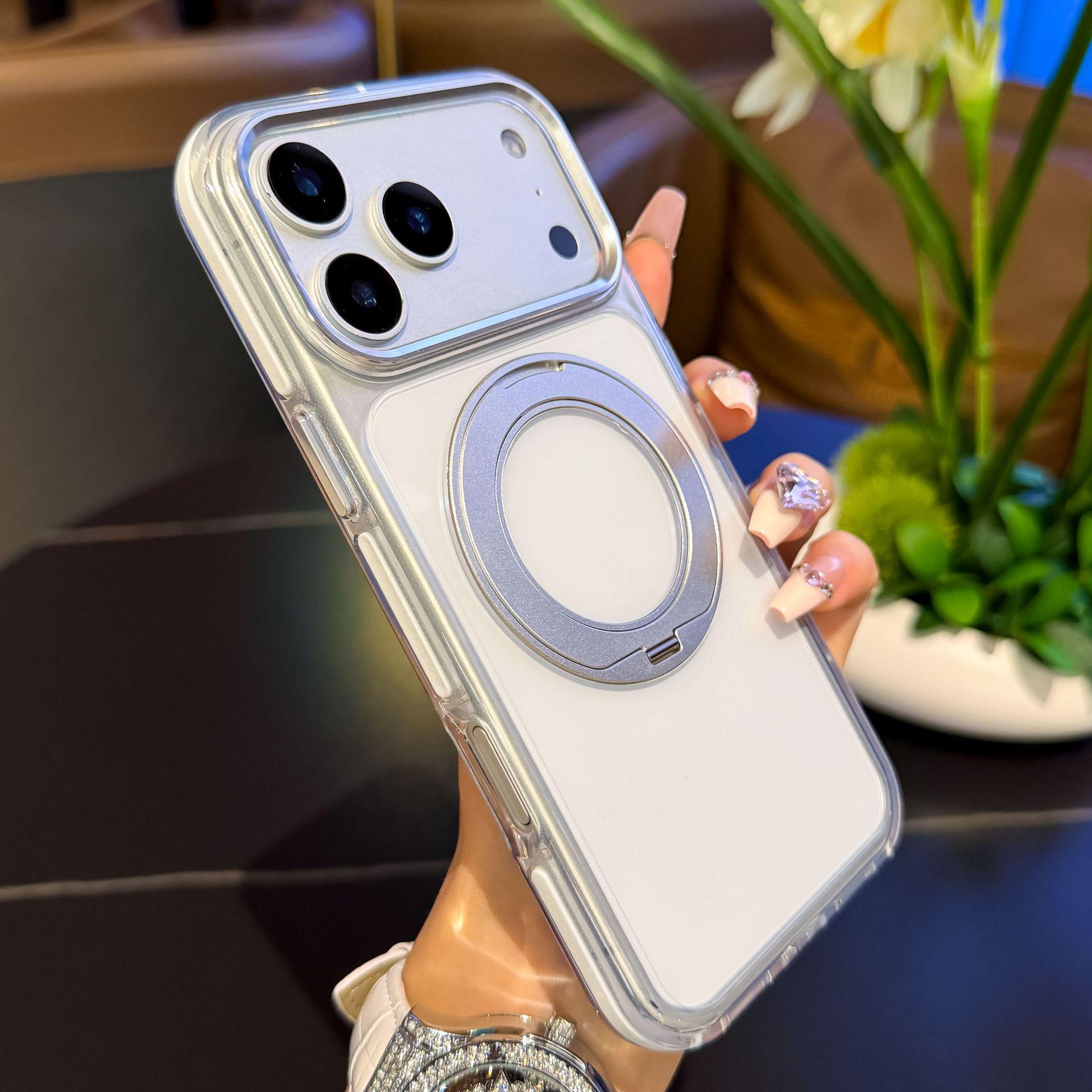 

iPhone 17 Pro Max Magnetic Case with 360° Rotating Stand, Drop-Proof, Transparent Protective Cover 14 Pro Max