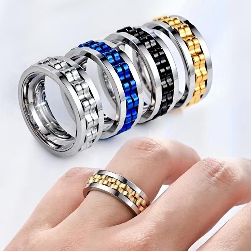EDC Fidget Sliders Fashion Acssory Ratchet Ring Stress Relief for Adults Metal ADHD Casual Fidget Rings Haptic Coin