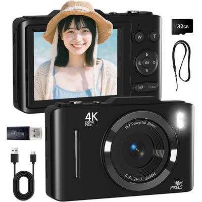 SRVR Digital Camera, 4K 68MP, Includes Memory Card (32GB Micro SD Card & Strap), Captures Professional 4K Video and 48MP High-Resolution Photos  OTG