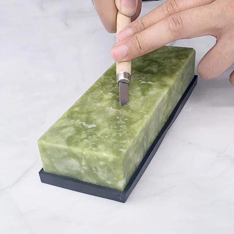 Natural Green Agate Sharpening Stone Whetstone Fine Grinding Polishing Shaved Bar Kitchen Knife Sharpener Honing Tool10000 Grit