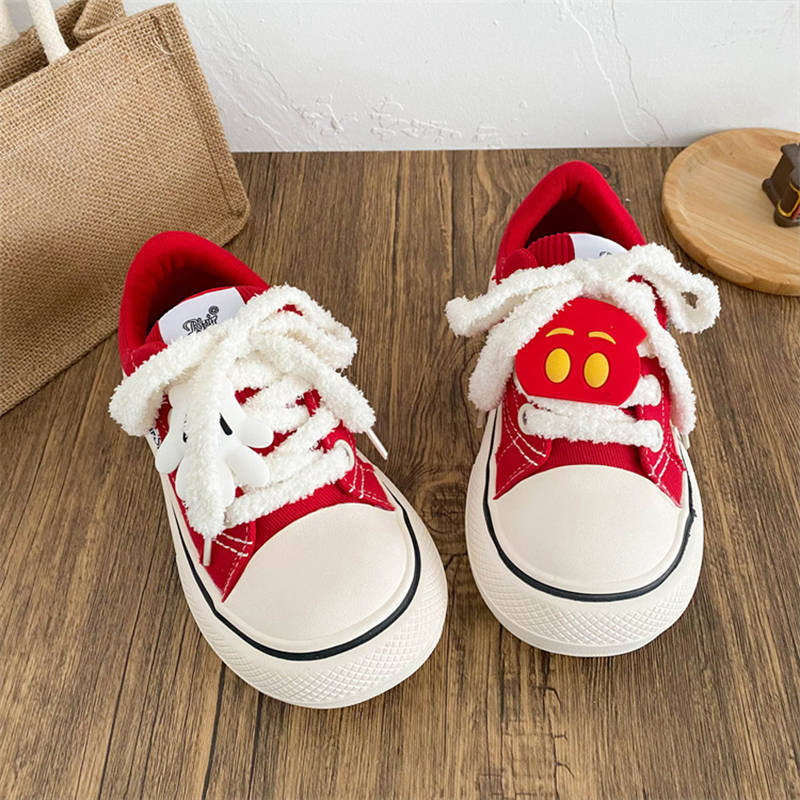 National ugly cute niche original cute big head board shoes retro small black shoes black platform bread canvas shoes women