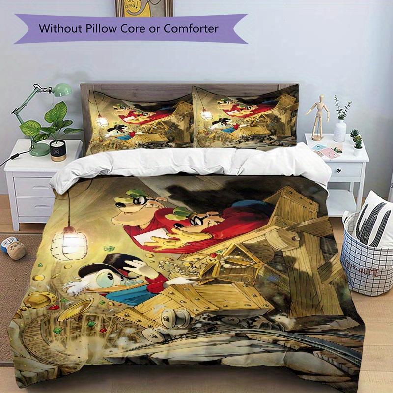 3pcs Disney DuckTales Scrooge McDuck Quilt Set - Soft and Comfortable Bedroom, Guest Room and Dorm Decor Bedding Set 1 Quilt Cover + 2 Pillowcase