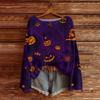 Women's Long Sleeve Halloween Print Knit Pullover Top Round Neck Casual Sweater