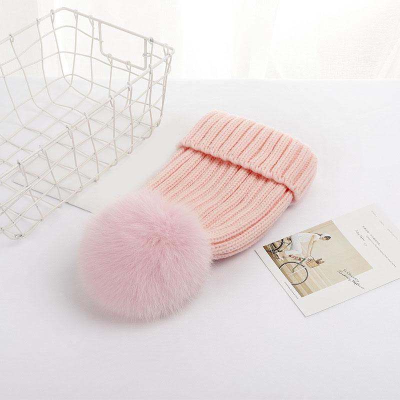 Hot Sale Drop Shipping Hot Sale Winter Warm Thick Fox Fur Pom Pom Fur Ball Beanie Hat