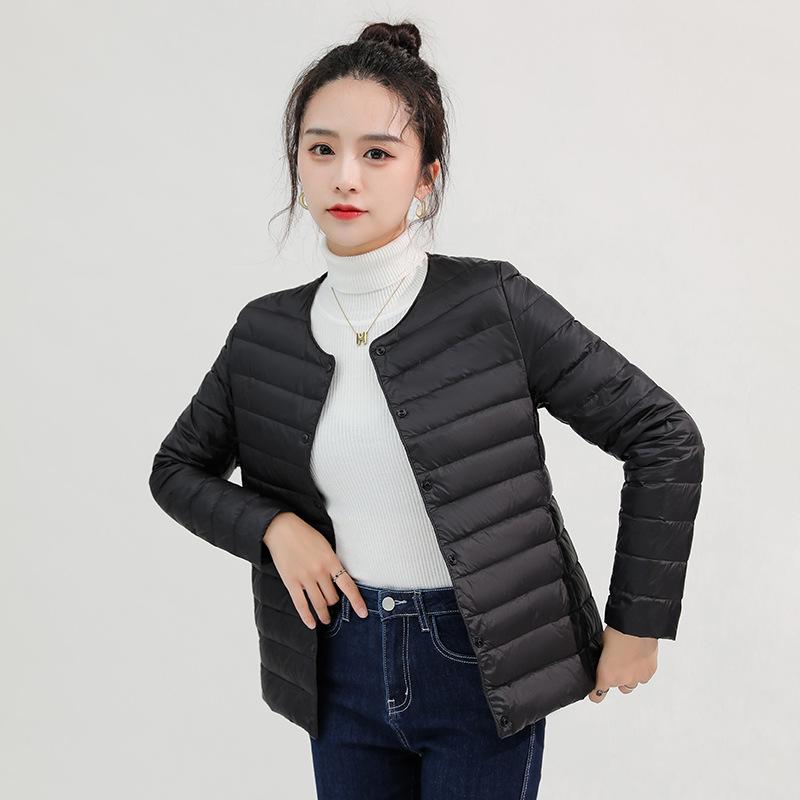 Men's Lightweight Collarless Down Jacket - Autumn/Winter, Plus Size Round Neck White Duck Coat