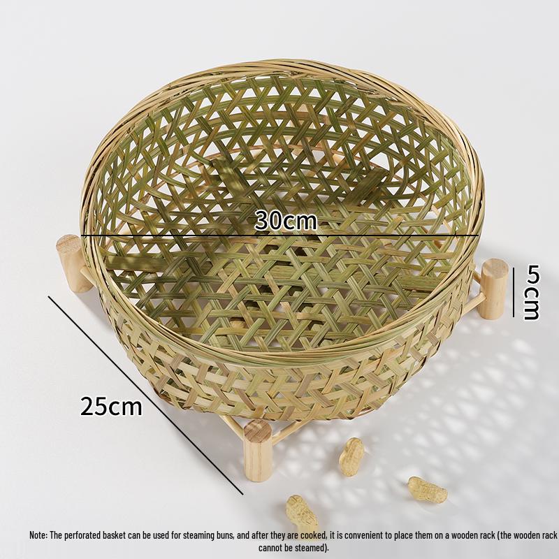 Bambus-Dämpfer: Handgefertigtes Tablett, Obstschale, Abtropfkorb und Hohlkorb