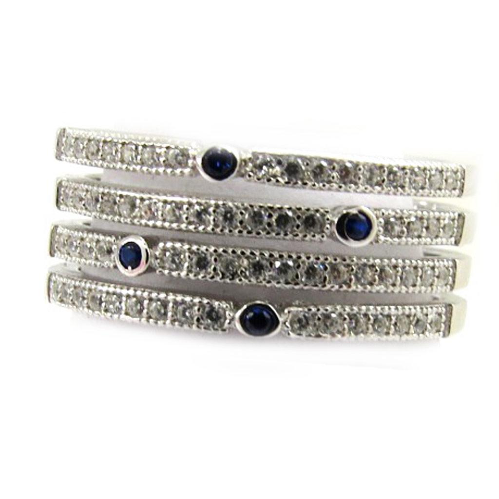 Silberring 'Sissi' weißer Saphir (rhodiniert) - 10 mm