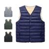 Father Winter Vest Padded Plush Solid Color Single-breasted Sleeveless Cold-proof Outerwear Plus Size Cotton Waistcoat for Outdoor