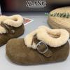 Cowhide all-inclusive velvet thermal cotton shoes with integrated leather and fur snow boots women's thick-soled lamb wool shoes