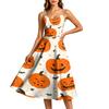 Women's Fashion Casual Sleeveless Round Neck Halloween Print Dress for Party and Daily Wear