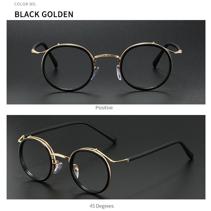 New Fashion Luxury Round Alloy Frame Myopia Glasses Anti Blue Light Men Near Sight Eyeglass Prescription