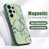 Magnetic For Magsafe Case For Samsung Galaxy S26 Ultra S25 Edge S24 Plus S23 FE S22 A17 A54 A55 A56 A57 5G Vintage Floral Pattern Cover