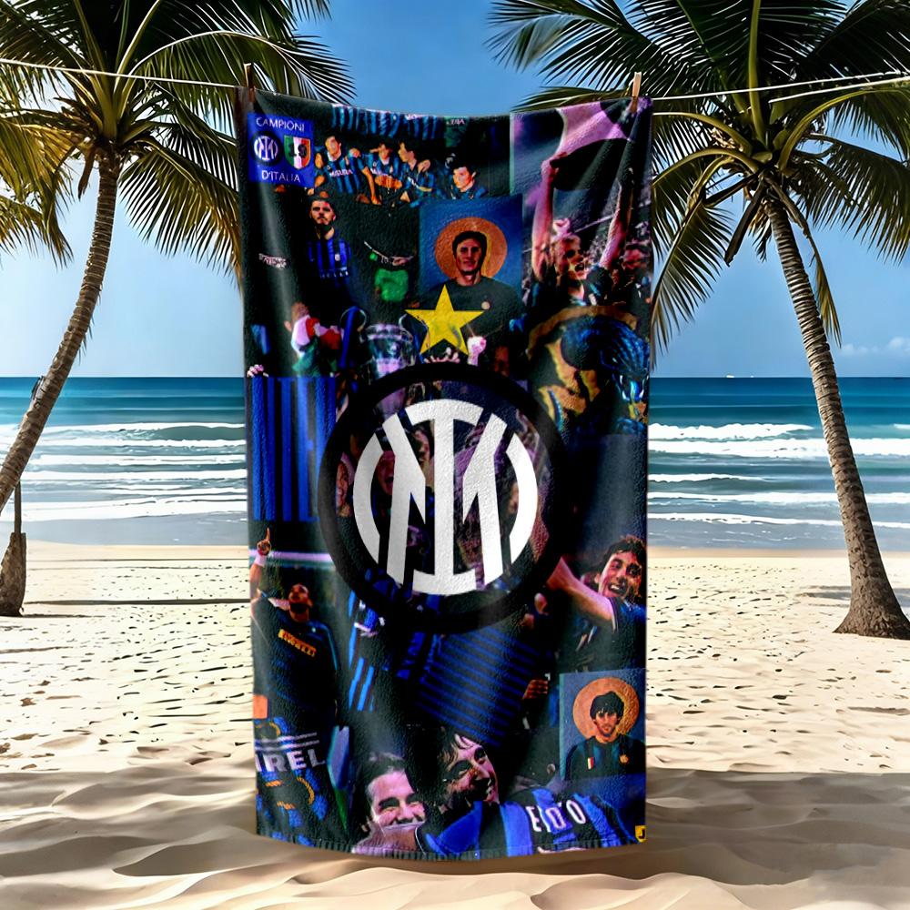 Inter Milan Beach Towel Quickdry Soft Microfiber Comfortable Lightweight Suitable For Swimming Gym Camping Yoga Vacation