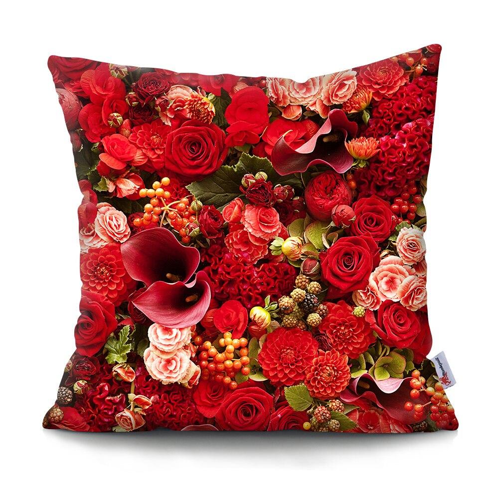 Mote Rose Putetrekk Polyester Print Putetrekk Beautiful Flower Home Decor Putetrekk