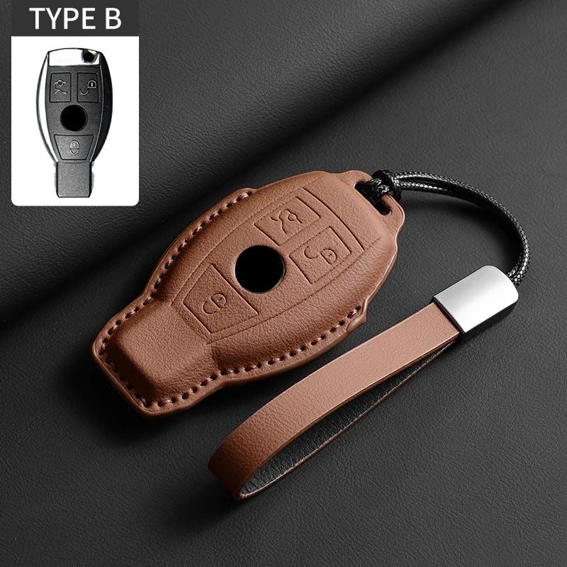 """Pouzdro na klíč od auta z plné kůže s odklápěcím víkem pro Mercedes Benz třídy A C E S G GLC CLE CLA GLB GLS GLA W177 W205 W213 W222 X167"""