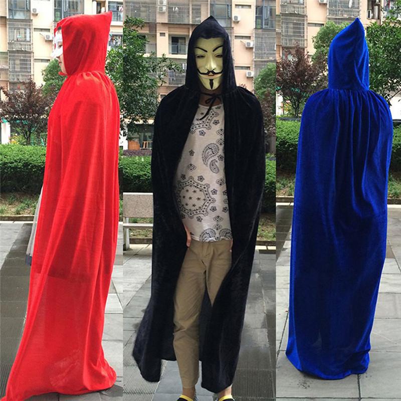 Unisex Adult Velvet Cloak Casual Solid Hooded Vampire Cape For Halloween Party Final Destination Capes Ponchos For Women And Men