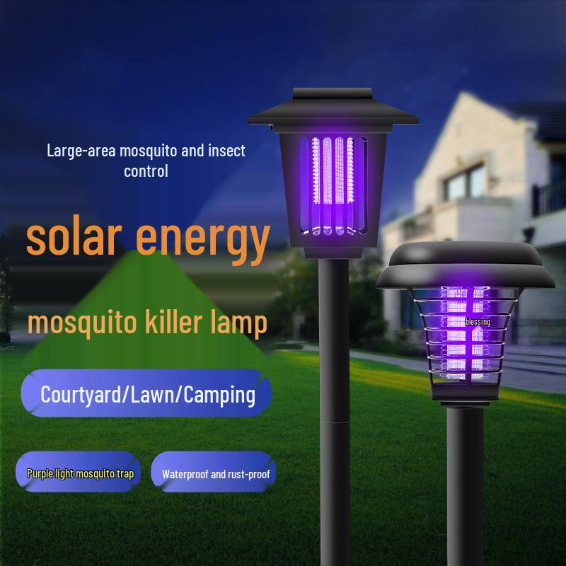 Waterproof Outdoor Solar Mosquito Killer Lamp for Home & Camping - Electric Shock Repellent Device