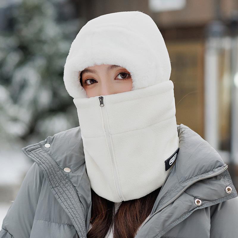 Winter Unisex Windproof Cycling Neck Gaiter With Zipper Design Integrated Cap Thermal Liner for Bike Riding Skiing Motocycle