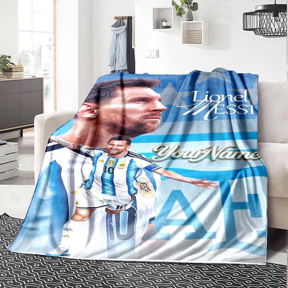 Messi Customize Your Name Blanket Throw Customizable Blanket Comfortable Perfect for Couch Office Chair Chair Livingroom Four Seasons Multipurpose