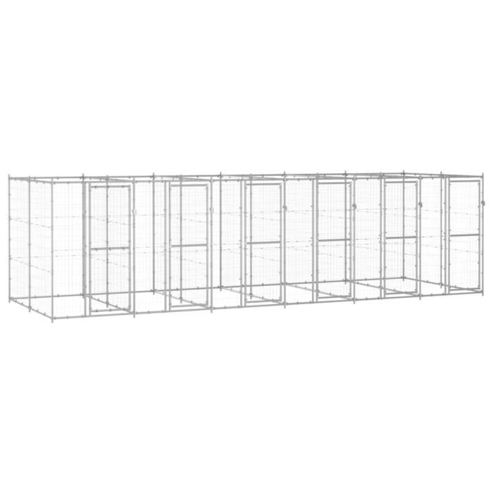 VidaXL Outdoor Kennel, Galvanized Steel 14.52 M²