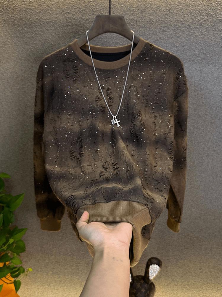 

Men s Velvet Rhinestone Hoodie - Thickened, Trendy, Casual Autumn/Winter Style L