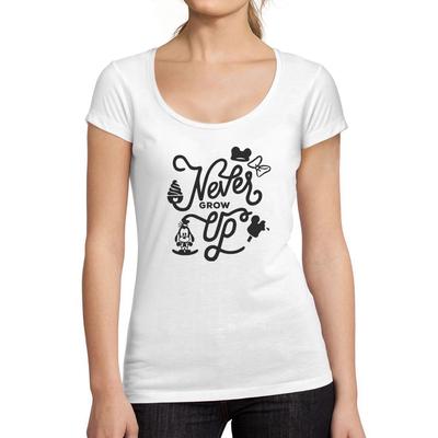 ® - Women S Low-Cut Round Neck T-Shirt Never Grow Up