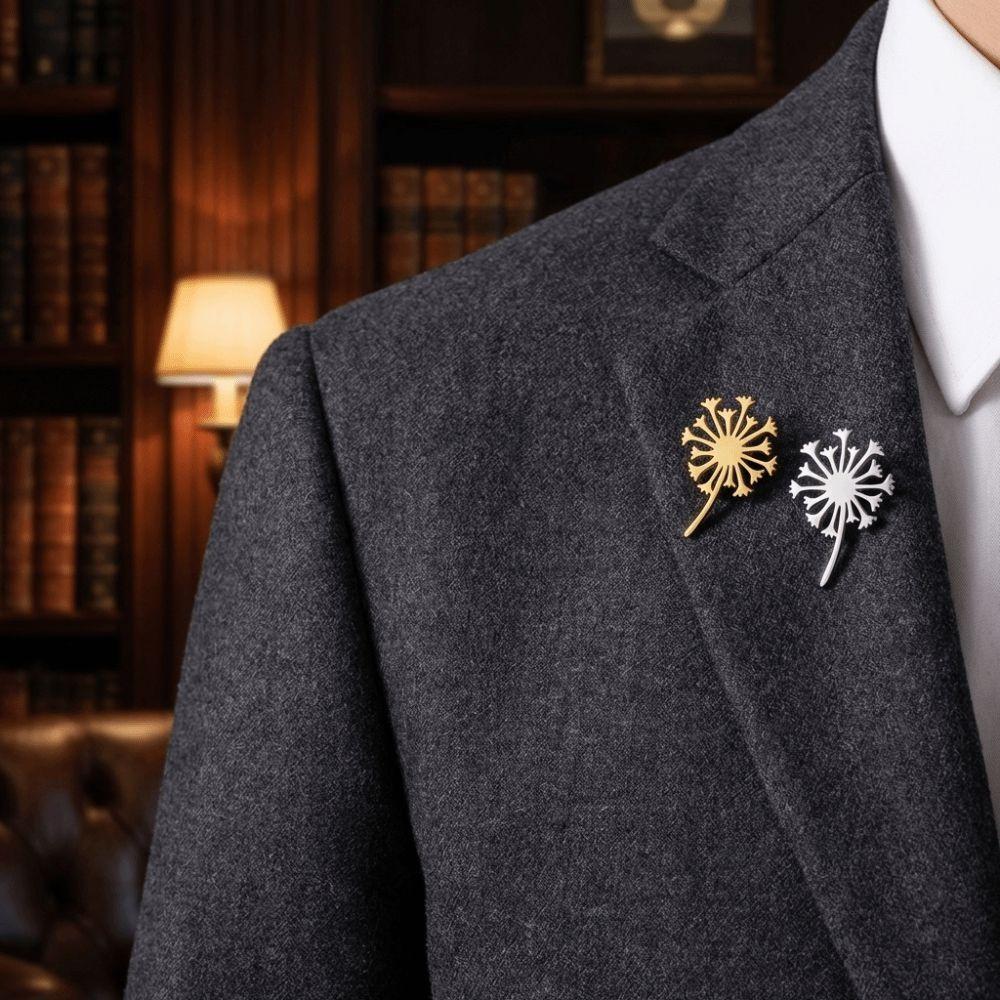 Gold Color Blowball Brooch Stainless Steel Women Brooch Minimalist Flower Lapel Pin  Daily