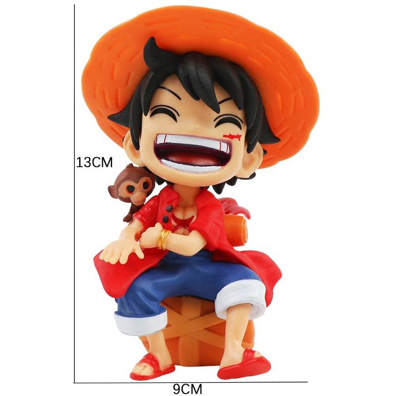 One Piece Luffy Zoro Sitting Q Version Trendy Action Figure Cartoon Anime Desktop Car Ornaments Doll Collection Gift