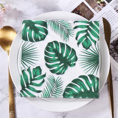 Hawaii Roast Pig Banquet Party Paper Towels Color Printed Napkins Birthday Party Supplies Disposable Paper Towels Green Leaves