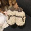 Flat-bottomed Non-slip Indoor and Outdoor Fluffy Slippers for Women 2025 Autumn and Winter Outer Wear Internet Celebrity Bag Head Plush Cotton