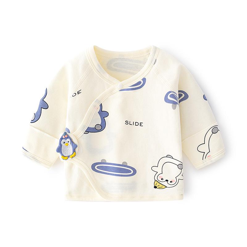 Newborn Boneless Pure Cotton Velcro Half-Back Pajamas - Spring/Autumn Style Baby Top