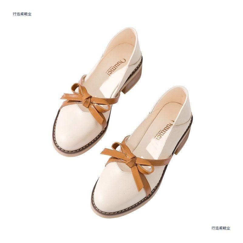 Spring new single shoes female students flat-bottomed versatile light mouth small leather shoes bow Mary Jane shoes children