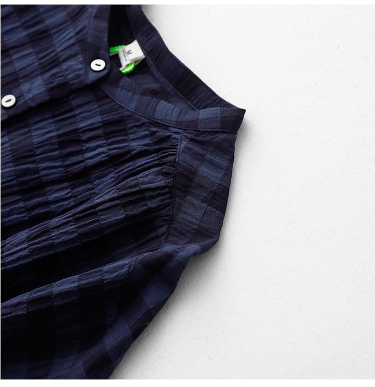 Plaid Patchwork Round Neck Dress - Casual Loose Fit, Japanese Style for Women, Spring/Summer