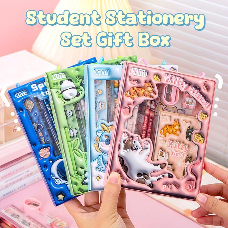 6 In 1 Stationery Set Primary School Children Learning Gift Box Pencils Kindergarten Birthday Gift Prizes Study Stationery Set