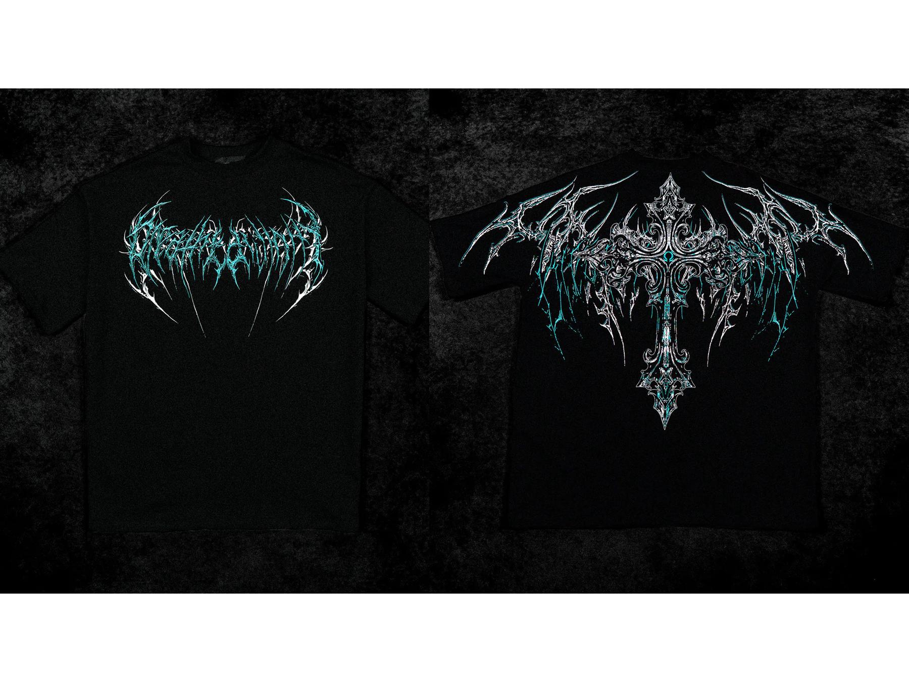 Breathedivinity Мужская футболка оверсайз в темном стиле из хлопка - Американский уличный стиль Спорт-кэжуал Короткий рукав M 2788₽