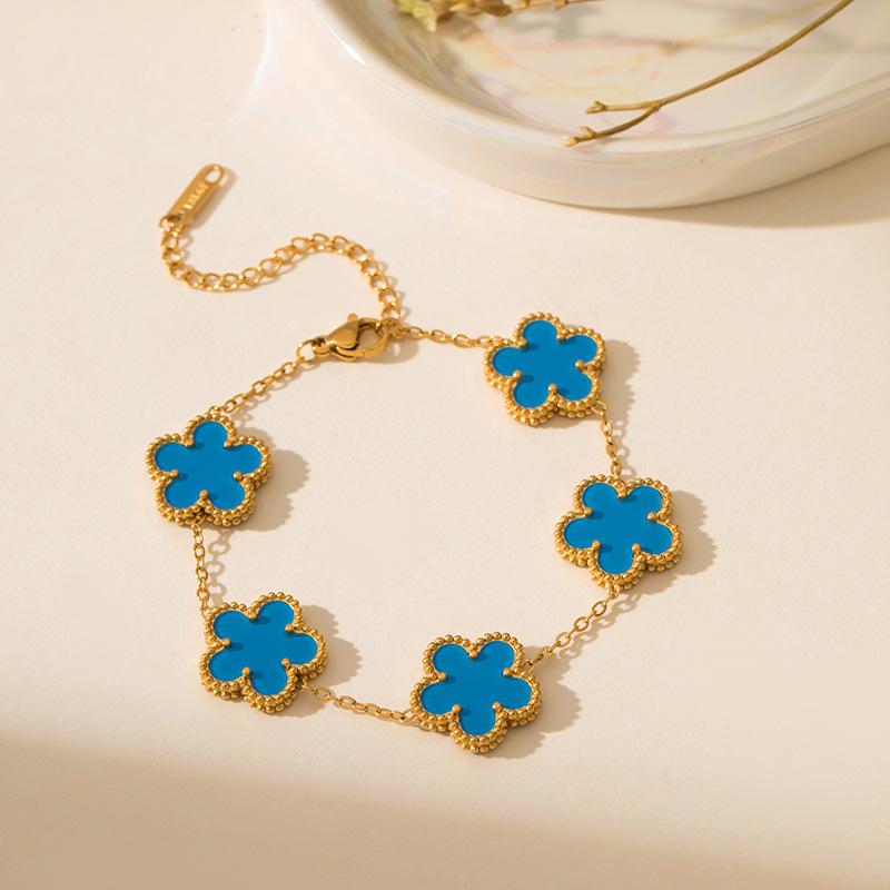 Exquisite 304L Stainless Steel Flower Bracelet For Women Golden Plum Blossom Temperament Bracelet Workday Jewelry Gift