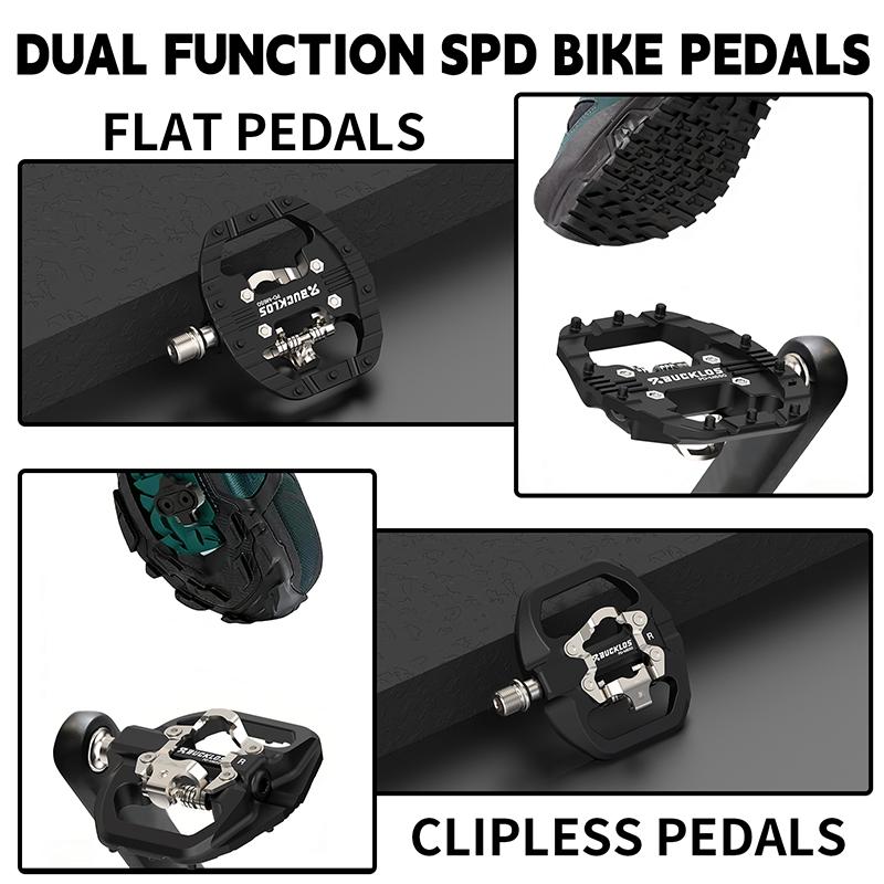 BUCKLOS Dağ Bisikleti Pedalları Mühürlü Rulman Çift Kilitsiz Düz & Kilit Pedalı Shimano SPD için Naylon Bisiklet Pedalları Bisiklet Parçaları